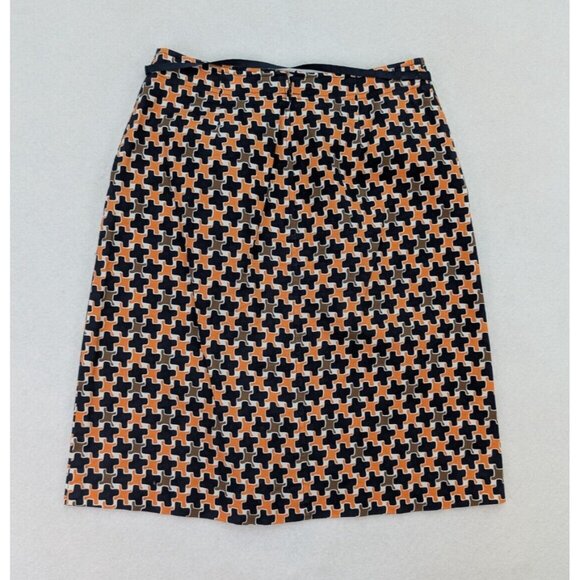 Talbots Women's A-Line Pencil Skirt Size 2 Orange Print Pockets - Picture 10 of 11